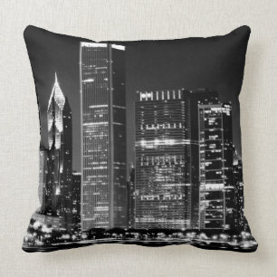 Night view of Chicago's famous cityscape Cushion