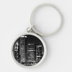 Night view of Chicago's famous cityscape Key Ring