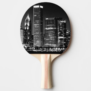 Night view of Chicago's famous cityscape Ping Pong Paddle