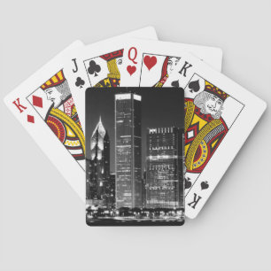 Night view of Chicago's famous cityscape Playing Cards