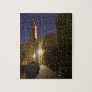 Night view of church at dusk, Pienza, Italy Jigsaw Puzzle