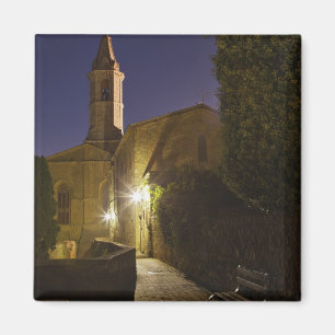 Night view of church at dusk, Pienza, Italy Magnet