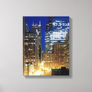 Night view of cityscape of Chicago Canvas Print