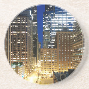 Night view of cityscape of Chicago Coaster