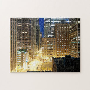Night view of cityscape of Chicago Jigsaw Puzzle