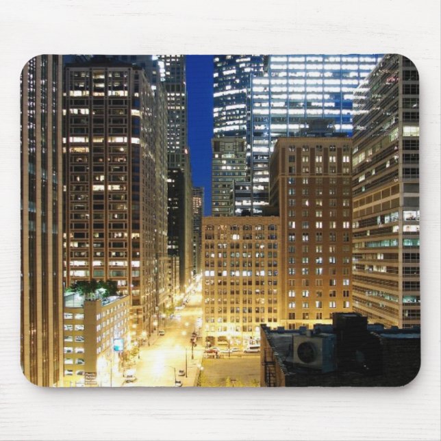 Night view of cityscape of Chicago Mouse Pad (Front)