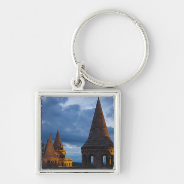 Night view of Fisherman's Bastion, Castle Hil Key Ring (Front)