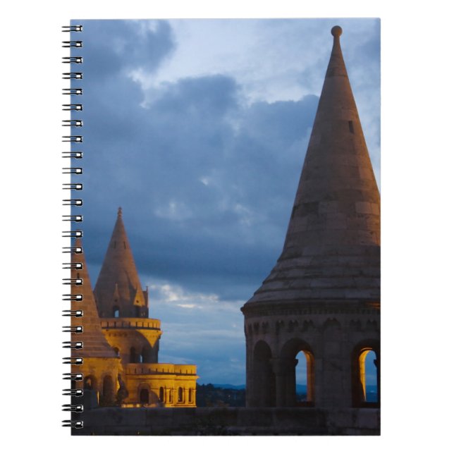 Night view of Fisherman's Bastion, Castle Hil Spiral Notebook (Front)