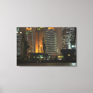 Night view of highrises in Pudong New Area by Canvas Print