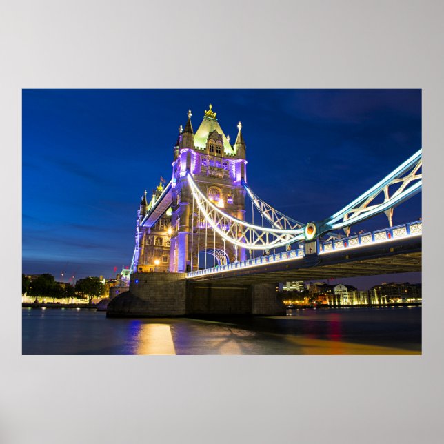 Night View of London's Tower Bridge Poster (Front)