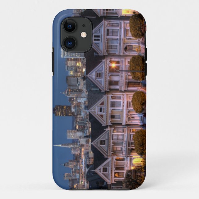 Night view of 'painted ladies'  houses Case-Mate iPhone case (Back)