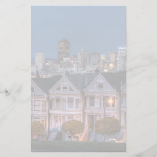 Night view of 'painted ladies'  houses stationery