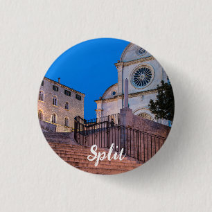 Night view of stairs and church in Split, Croatia 3 Cm Round Badge