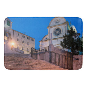 Night view of stairs and church in Split, Croatia Bath Mat