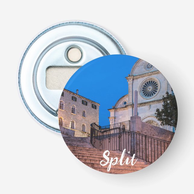 Night view of stairs and church in Split, Croatia Bottle Opener (Front)