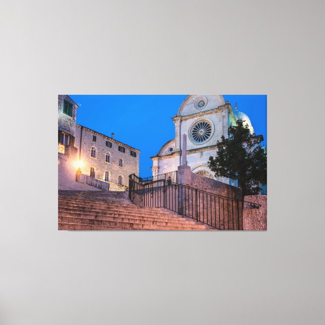 Night view of stairs and church in Split, Croatia Canvas Print (Front)