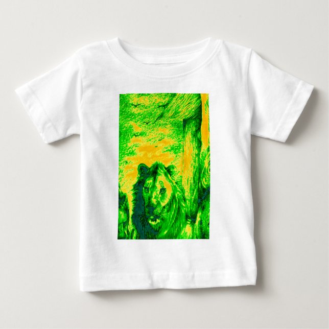 Night Vision Lion Art Fluorescent Print Baby T-Shirt (Front)