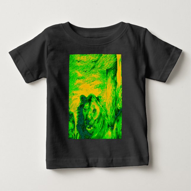 Night Vision Lion Art Fluorescent Print Baby T-Shirt (Front)