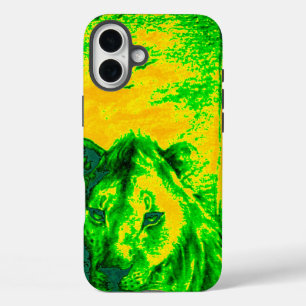 Night Vision Lion Art Fluorescent Print iPhone 16 Plus Case