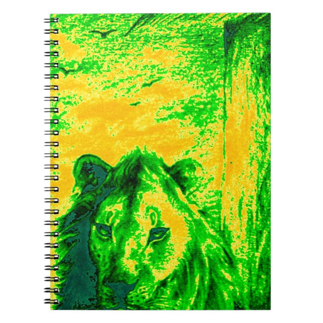 Night Vision Lion Art Fluorescent Print Spiral Notebook (Front)