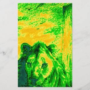 Night Vision Lion Art Fluorescent Print Stationery