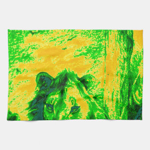 Night Vision Lion Art Fluorescent Print Tea Towel