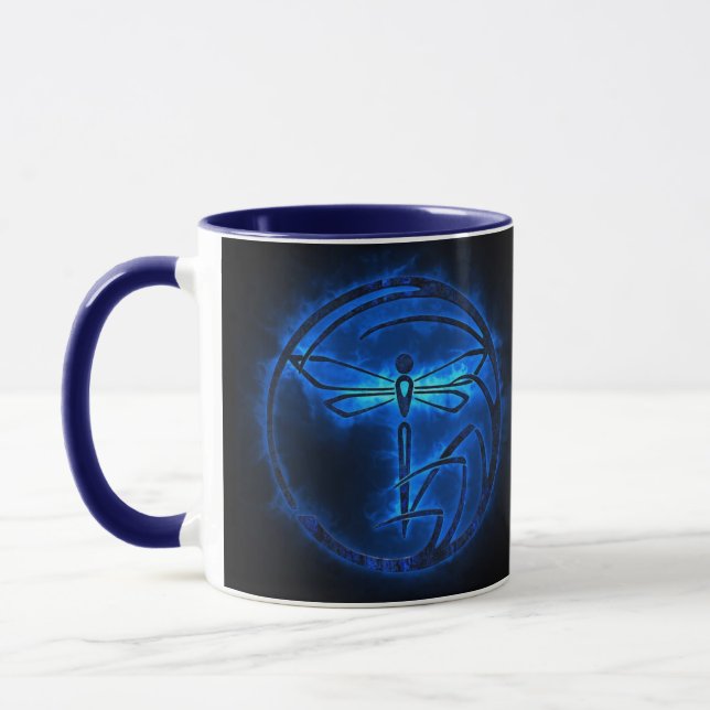 Night Warden - Dragonfly Blue flames - Mug  (Left)