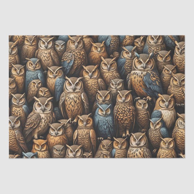 Night Watch: Owl Gathering Pattern Tissue Paper (Front)