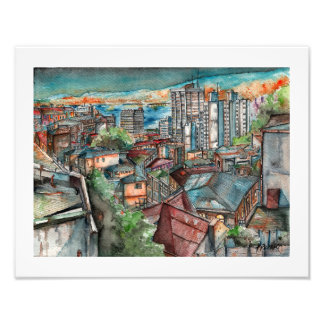 Night watercolor at Cerro Concepción. Photo Print