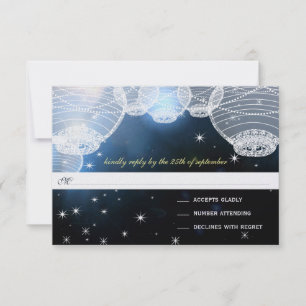 Night Wedding Navy Paper Lanterns Under the Stars RSVP Card