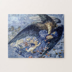 Night with her Train of Stars (Angel with Cherubs) Jigsaw Puzzle