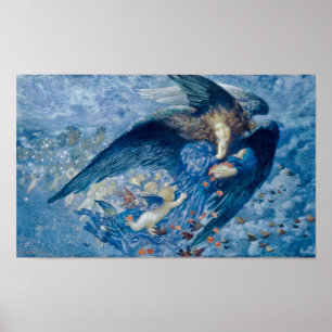 Night with her Train of Stars (Angel with Cherubs) Poster