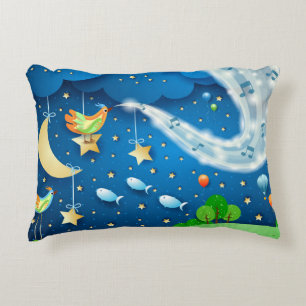 Night with music and birds decorative cushion