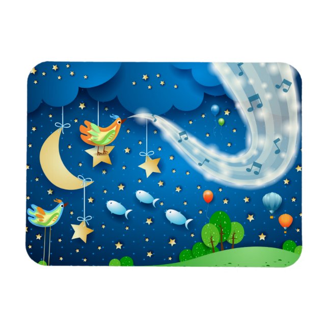 Night with music and birds magnet (Horizontal)