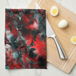 Night with showy spoiled red leaves fallen on ash tea towel