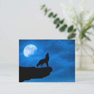 Night Wolf Holiday Postcard