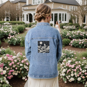 Night Wolf Howl – Moonlight & Forest Aesthetic Denim Jacket