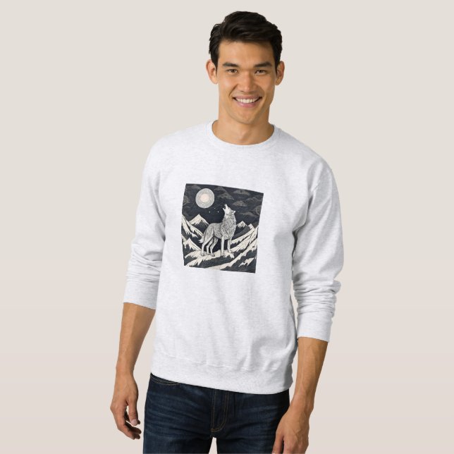 Night Wolf Howl – Moonlight & Forest Esthetic Sweatshirt (Front Full)