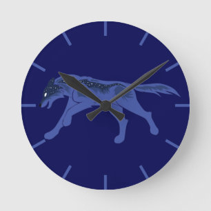 Night Wolf Round Clock