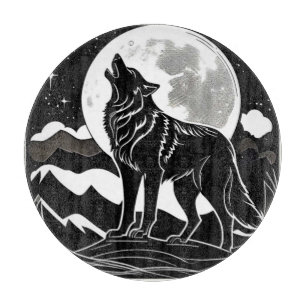 Night Wolf Silhouette Design Cutting Board