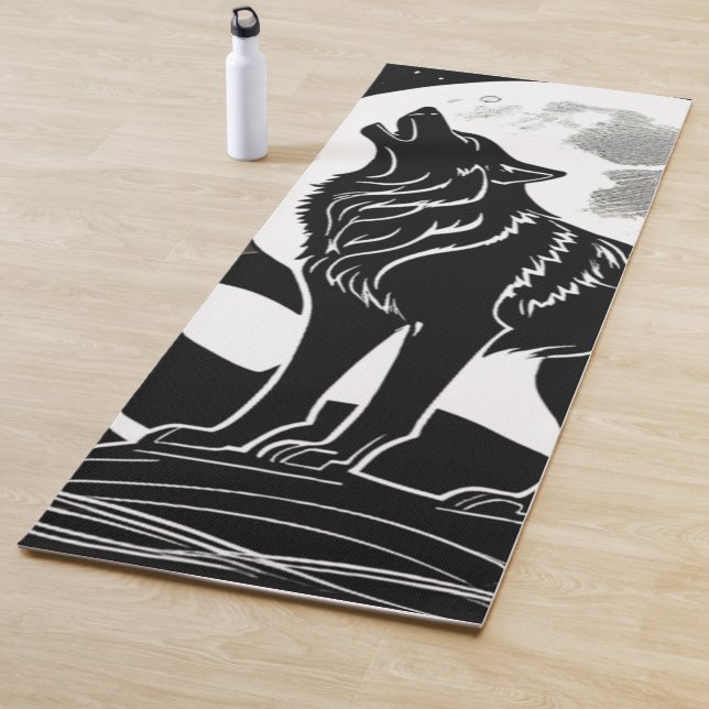 Night Wolf Silhouette Design Yoga Mat (In Situ)