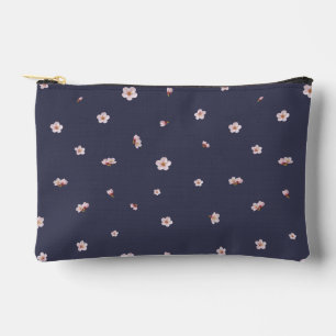 Nightfall Navy Japanese Cherry Blossom Floral Patt Accessory Pouch