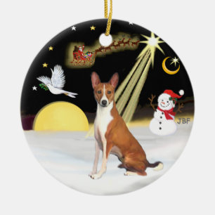 NightFlight-  Basenji Ceramic Tree Decoration