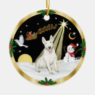 NightFlight- Bull Terrier Ceramic Tree Decoration