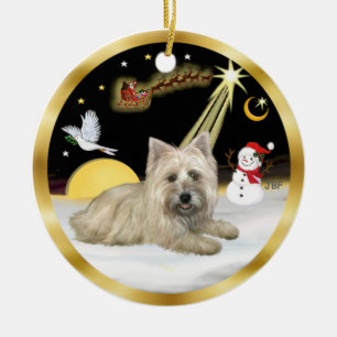 NightFlight- Cairn Terrier Ceramic Tree Decoration