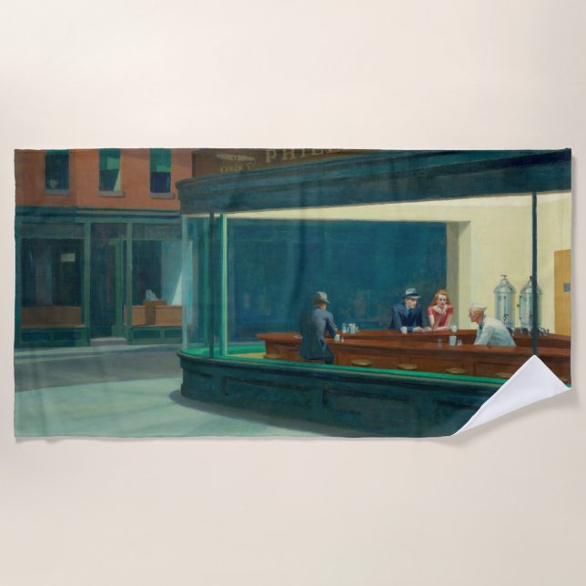 Nighthawks 1942 by Edward Hopper Beach Towel (Front)