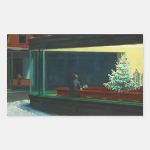 Nighthawks at Christmas Rectangular Sticker