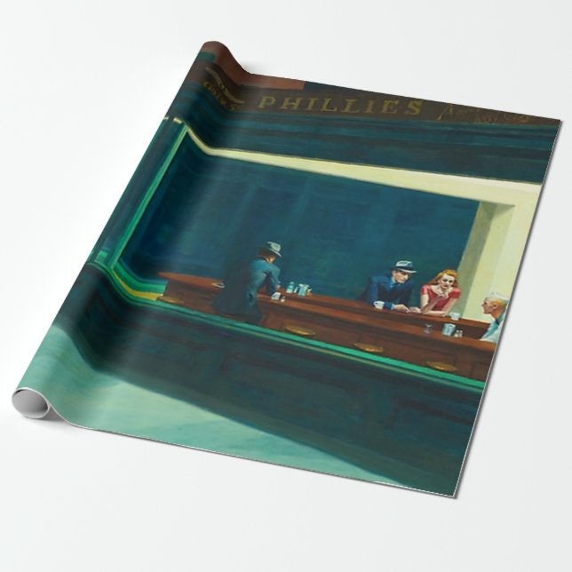 Nighthawks Edward Hopper Wrapping Paper (Unrolled)