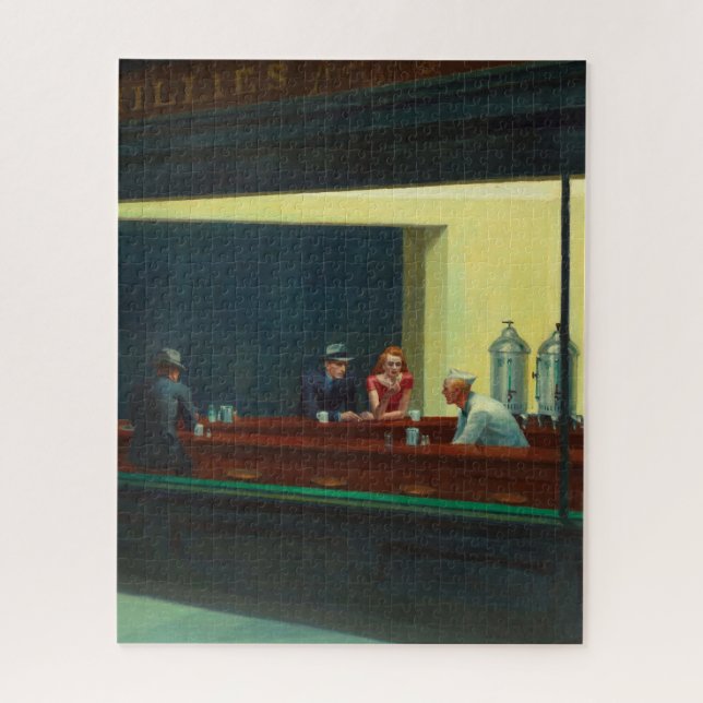 Nighthawks painting by Edward Hopper  Jigsaw Puzzle (Vertical)