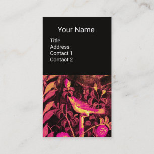 NIGHTINGALE AND ROSES MONOGRAM Pink Black Floral Business Card